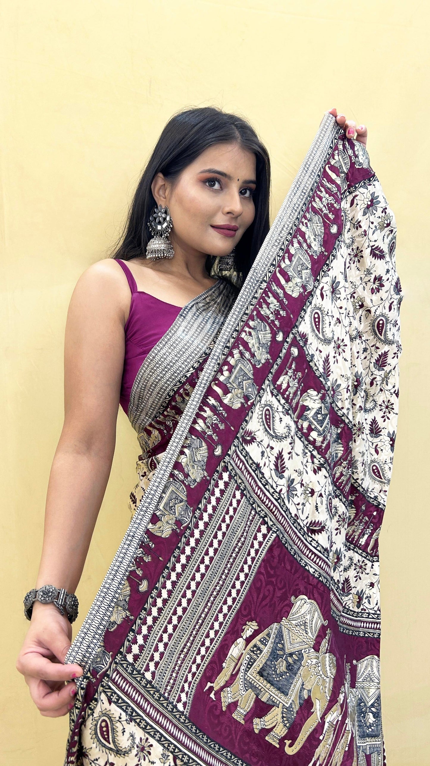 Festive Weaves Wine Baraat Silk Saree