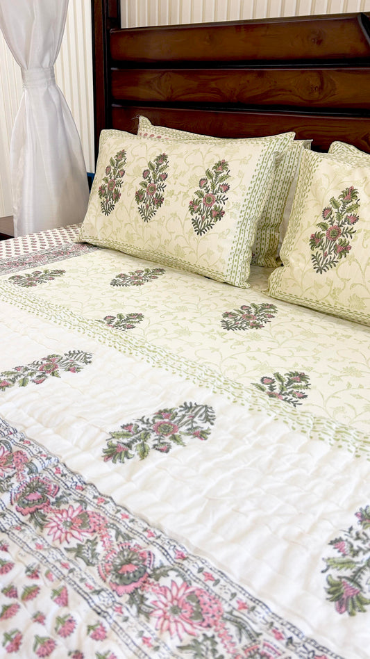 Magnolia Handblock Printed Bedsheet - 112