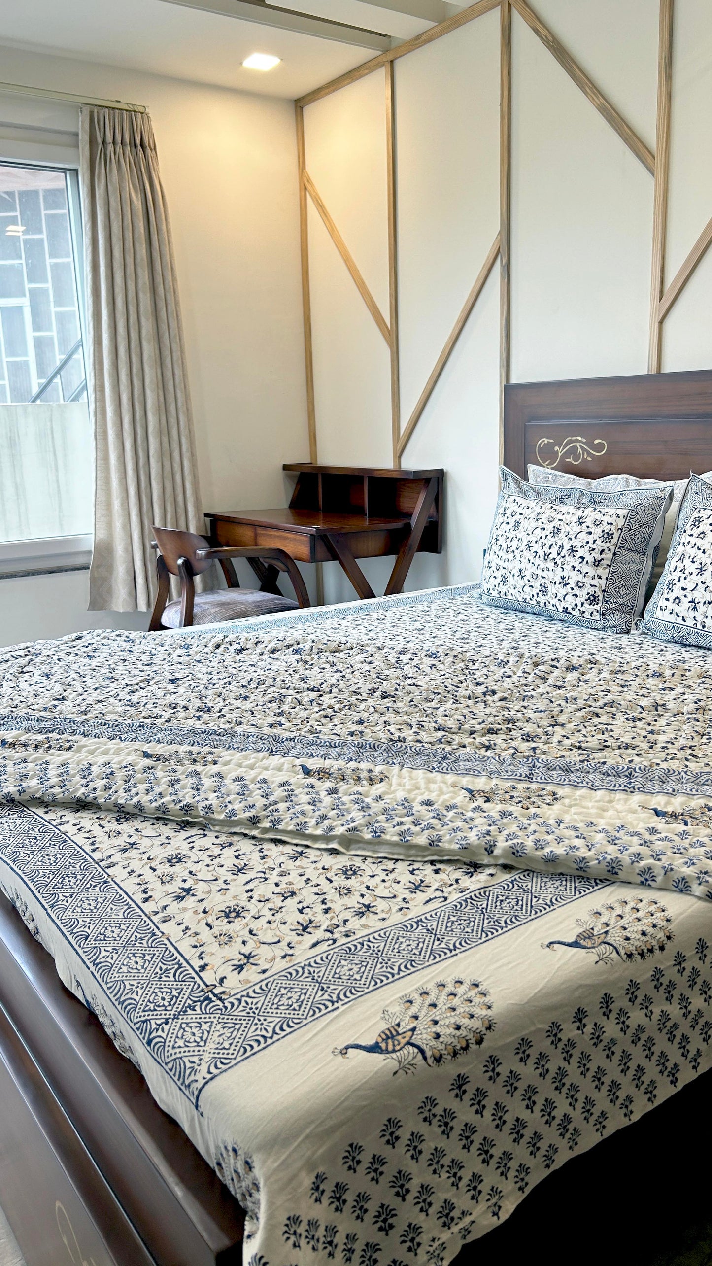 Royal Rajputana Handblock Printed Non Reversible Bedset - 107