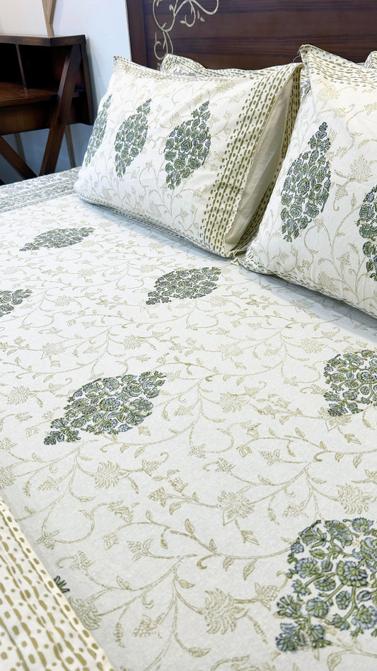 Magnolia Handblock Printed Bedsheet - 108