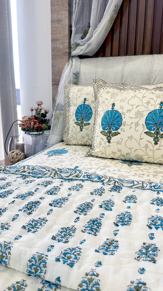 Magnolia Handblock Printed Bedsheet - 114