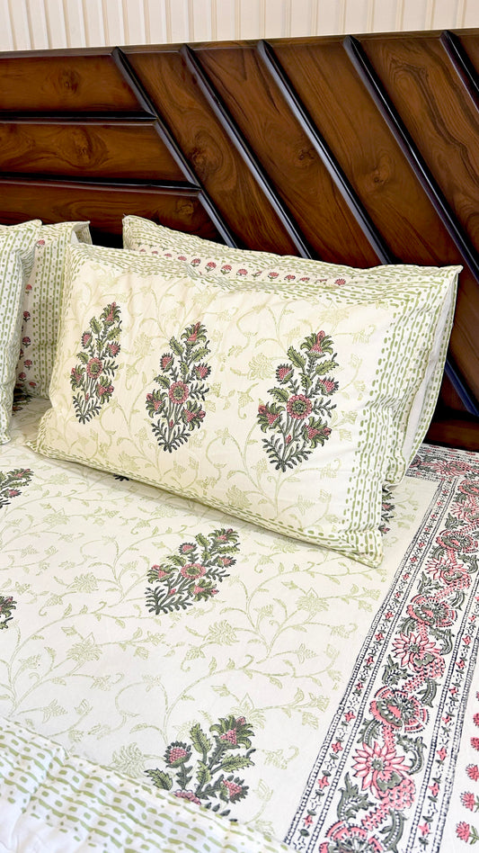 Magnolia Handblock Printed Bedsheet - 112