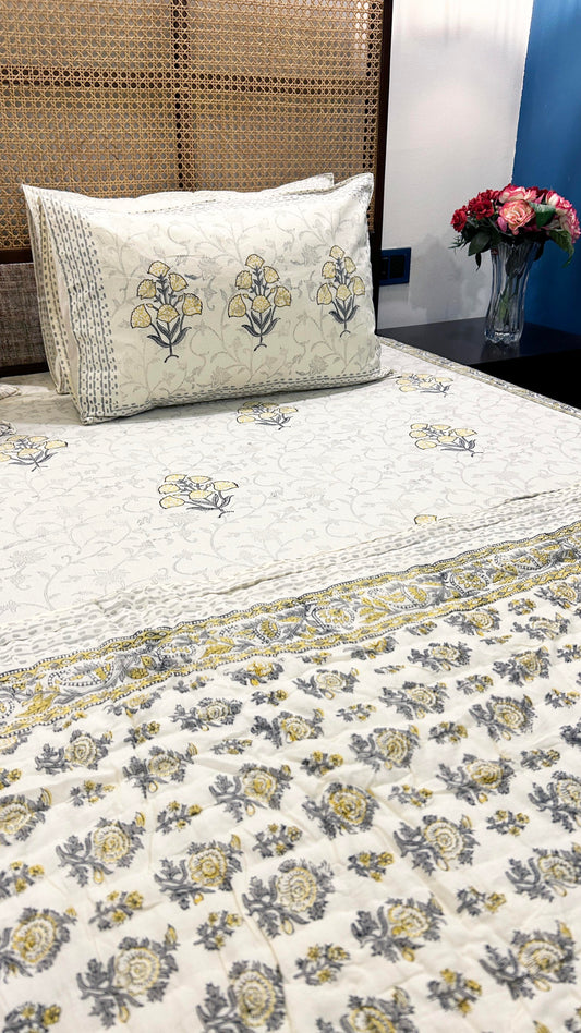 Magnolia Handblock Printed Reversible Bedset - 110