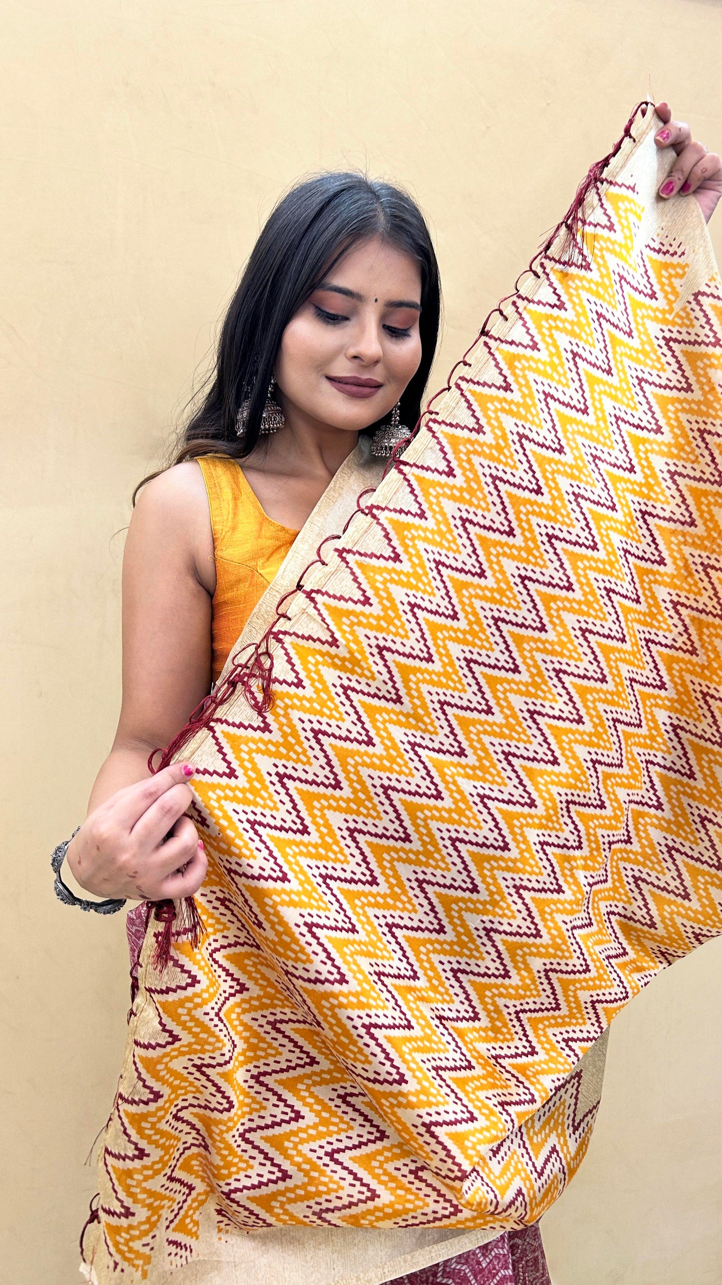 Festive Weaves Orange Pink Silk Saree