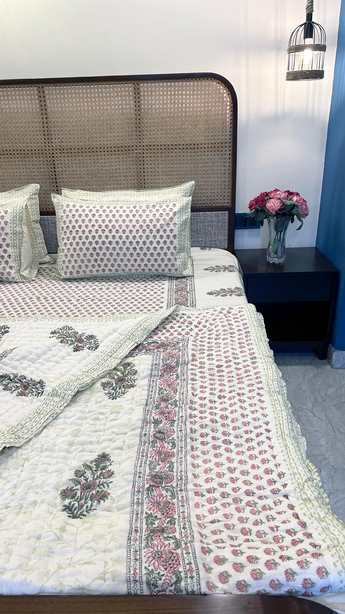 Magnolia Handblock Printed Reversible Quilt - 109