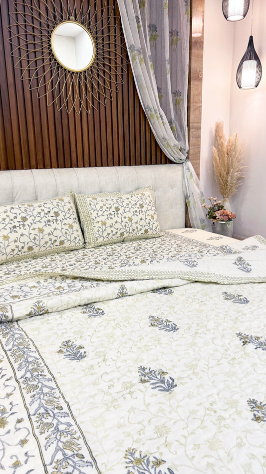 Magnolia Handblock Printed Reversible Quilt - 114