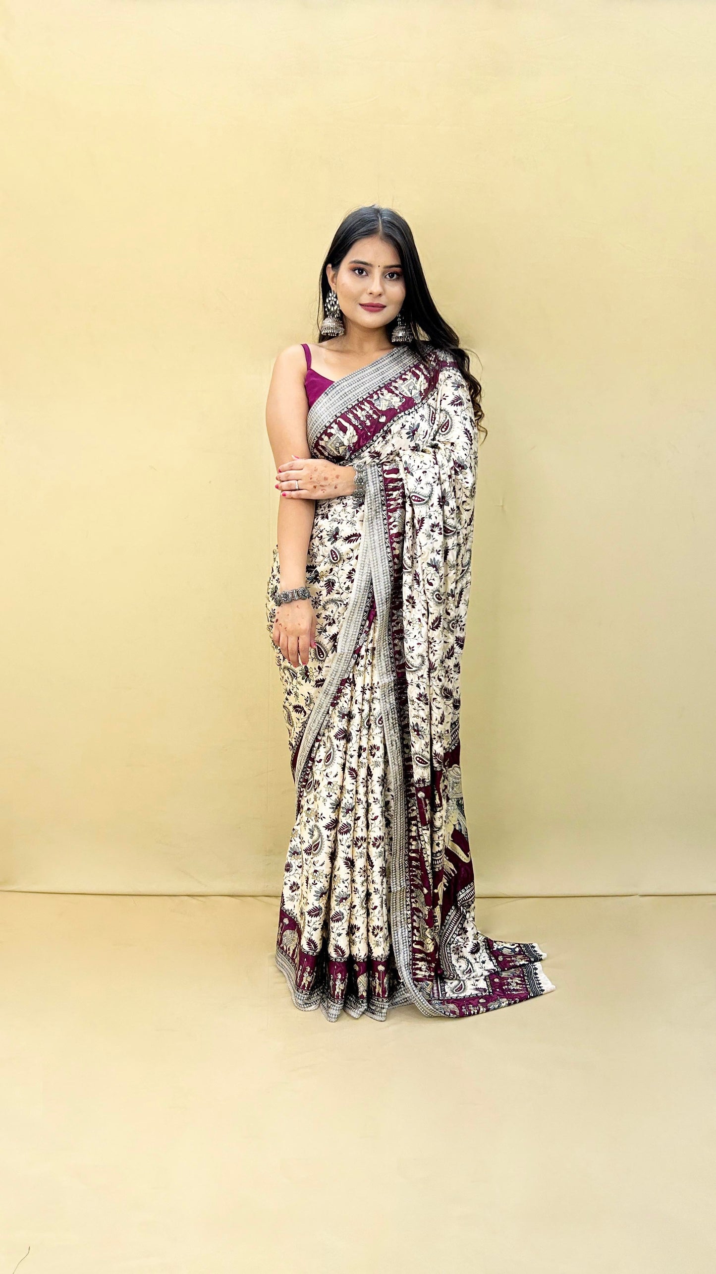 Festive Weaves Wine Baraat Silk Saree