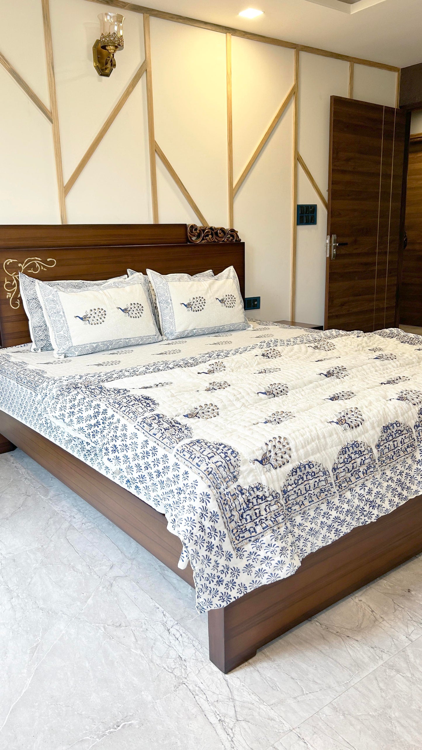 Royal Rajputana Handblock Printed Non Reversible Bedset - 109