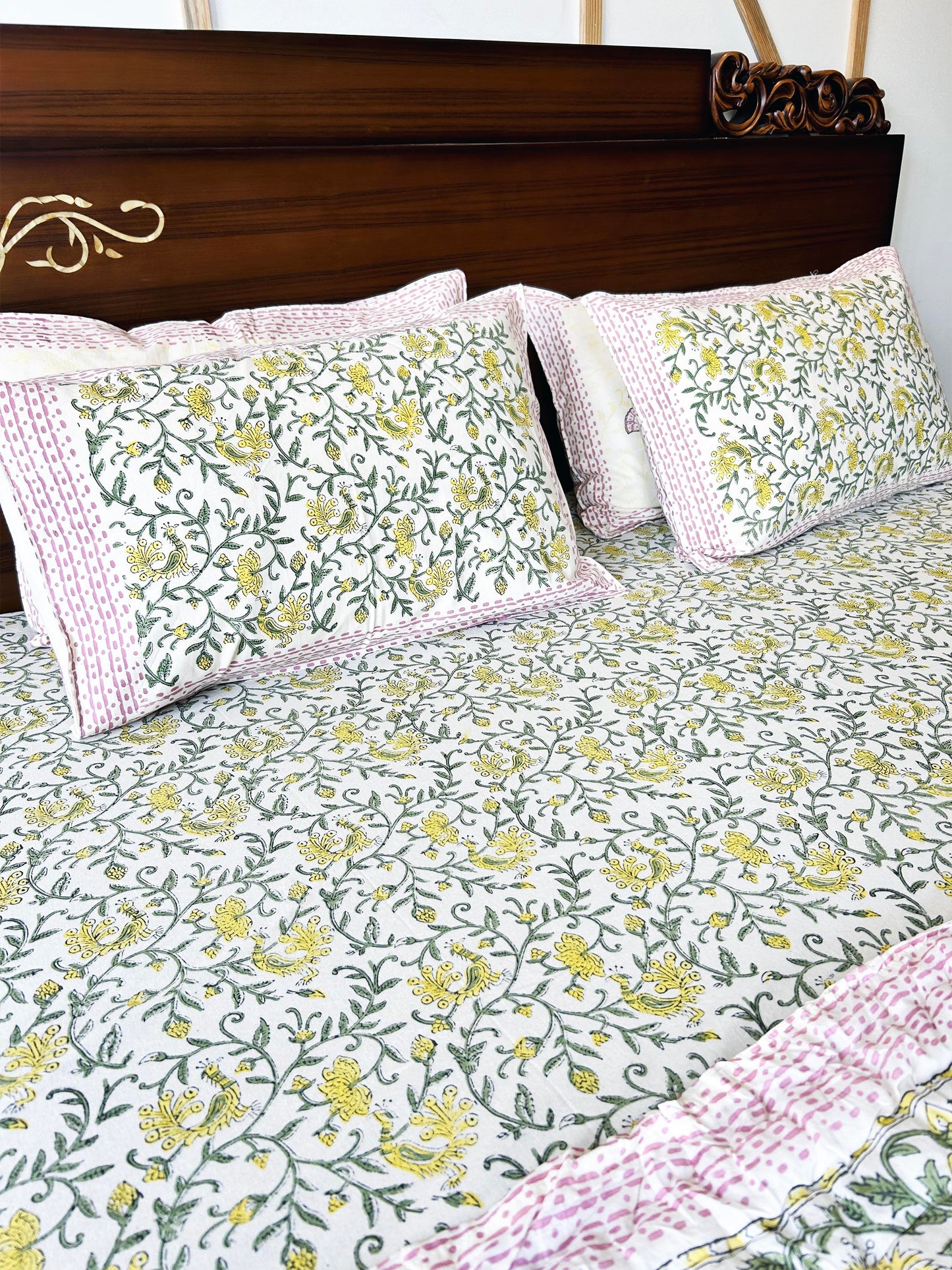 Magnolia Handblock Printed Reversible Bedset - 116