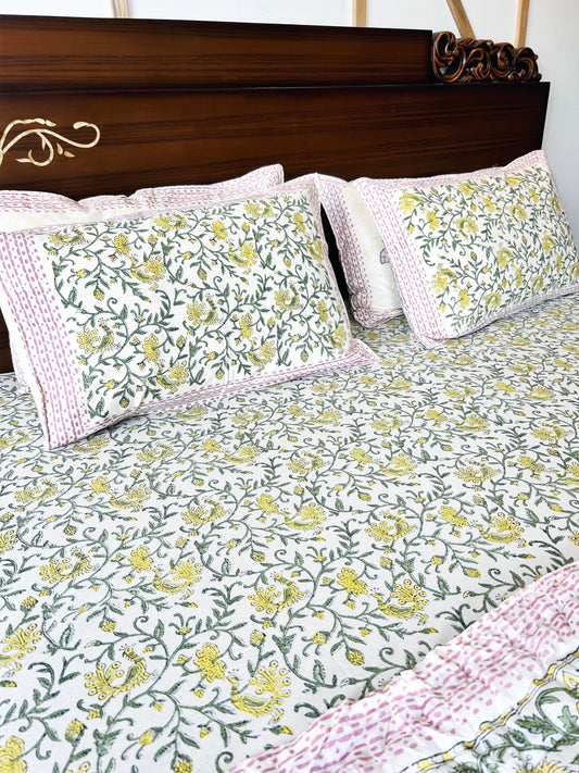 Magnolia Handblock Printed Bedsheet - 115