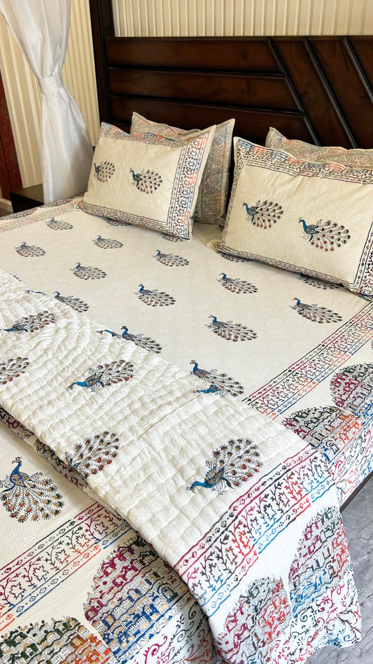 Royal Rajputana Handblock Printed Non Reversible Bedset - 106