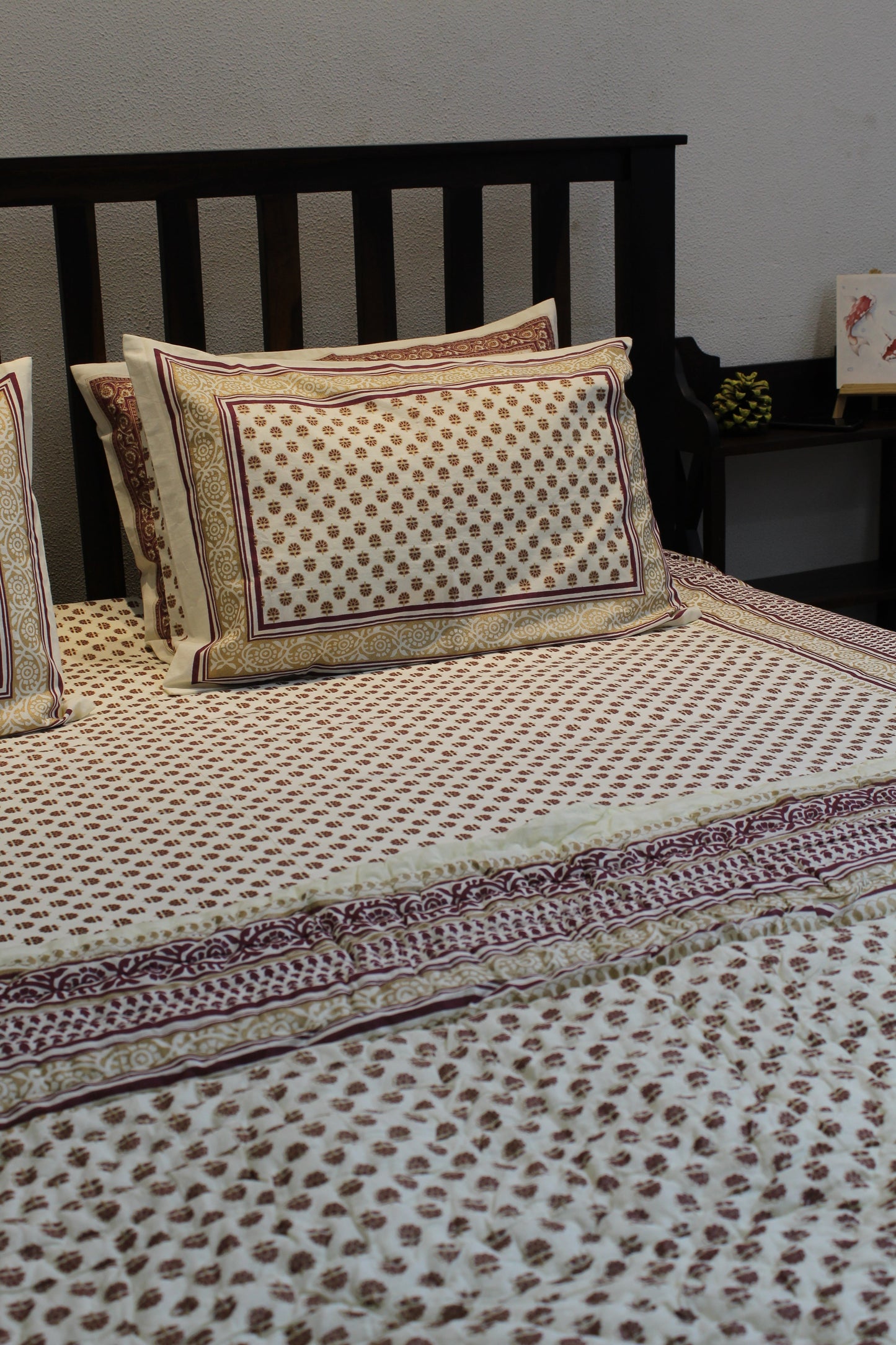 Tales of Summer Handblock Printed Non Reversible Bedset - 103