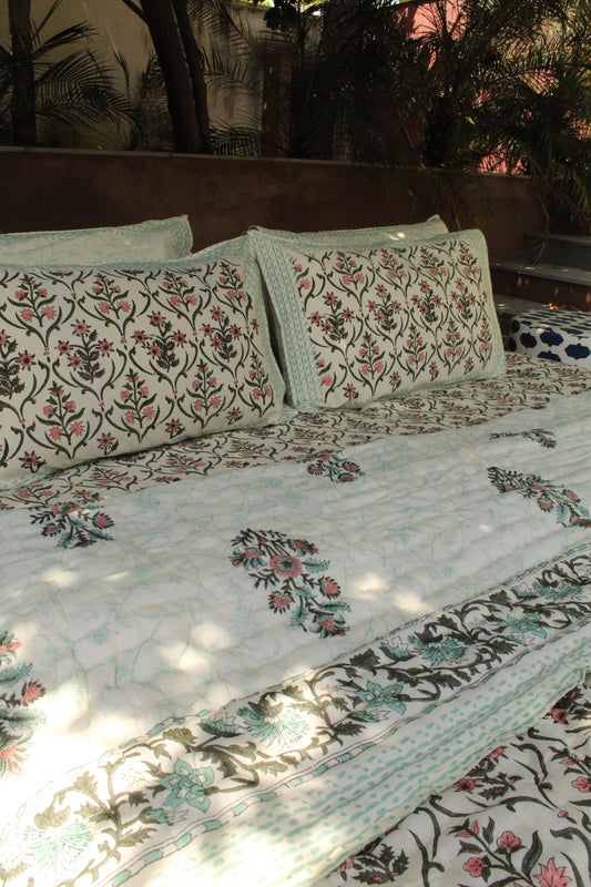 Magnolia Handblock Printed Reversible Quilt - 138