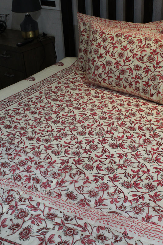 Magnolia Handblock Printed Bedsheet - 134