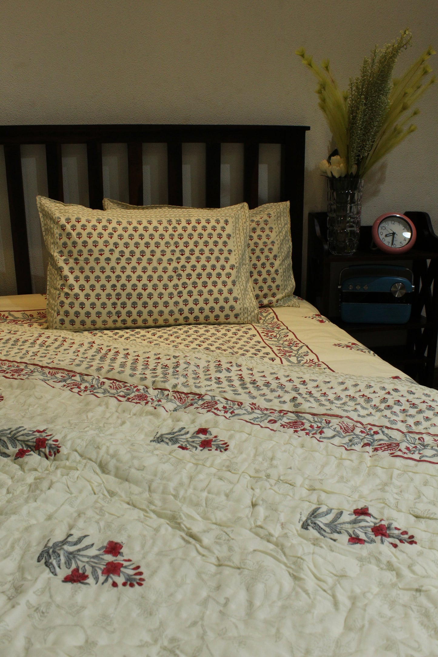 Magnolia Handblock Printed Reversible Quilt - 129