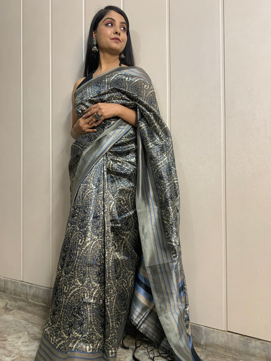 Big Ambiya Leaf Silk Saree