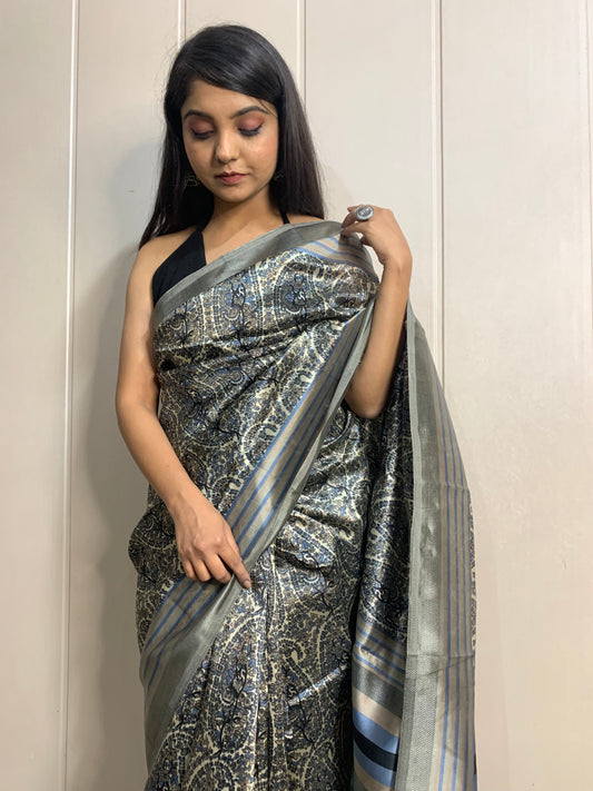 Big Ambiya Leaf Silk Saree